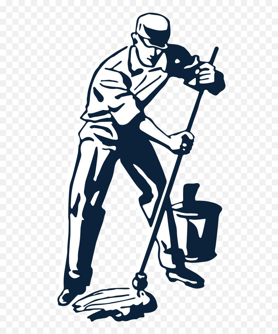 Mop Clipart Custodian Mop Custodian - Janitor Cleaning Clipart Black And White Emoji,Mop Clipart