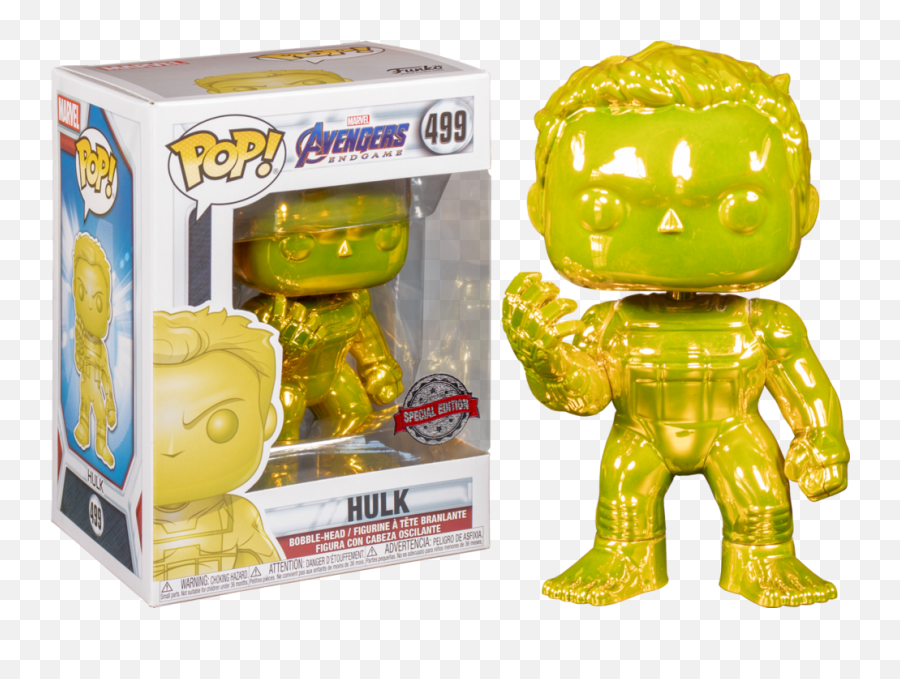 Avengers Endgame Funko Pop Hulk Infinity Gauntlet Yellow Chrome 499 - Funko Pop Hulk 499 Special Edition Emoji,Infinity Gauntlet Transparent