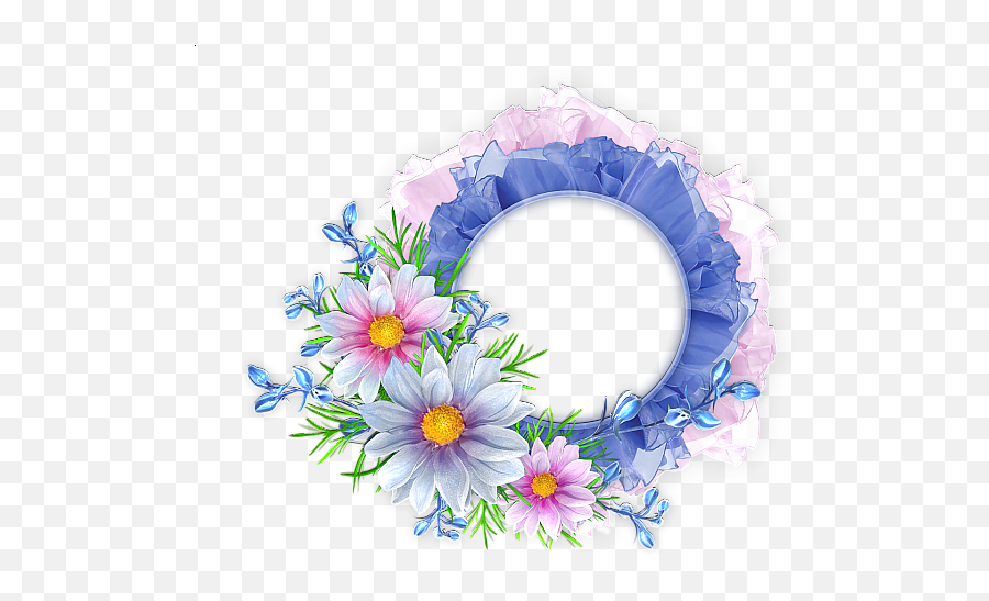 Pink Round Frame Png Transparent Image - Background Flower Blue Pink Png Emoji,Round Frame Png