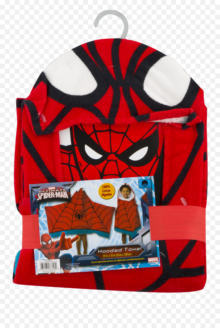 Marvel Ultimate Spiderman Red And Blue Hooded Towel 1 Each - Toalla Spiderman 55 130 Cm Emoji,Spiderman Face Png