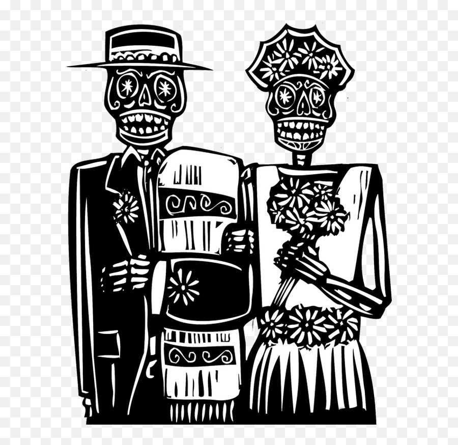 Couple Clipart Skeleton - Day Of The Dead Married Couple Dia De Los Muertos Couple Clipart Png Emoji,Couple Clipart