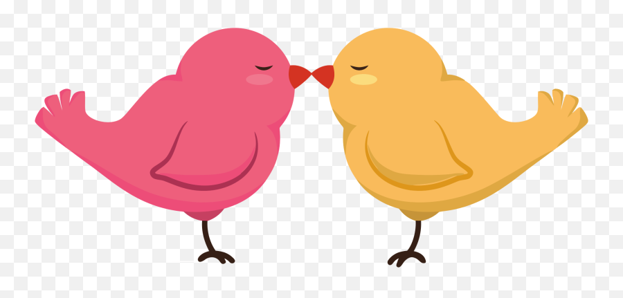 Pink And Yellow Birds Kiss Clipart - Soft Emoji,Kiss Clipart