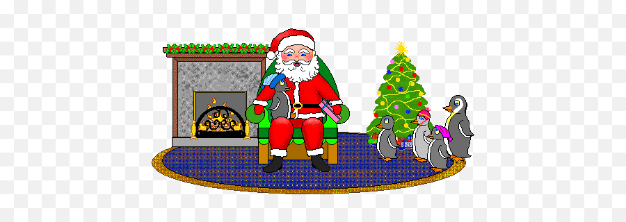 Christmas Clip Art Santa Sitting By A Fireplace Listening To - Santa Claus Emoji,Fireplace Clipart