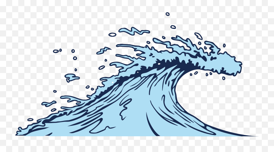Wind Wave Clip Art Blue Waves Material - Sea Wave Vector Png Vector Ocean Wave Transparent Emoji,Wave Clipart