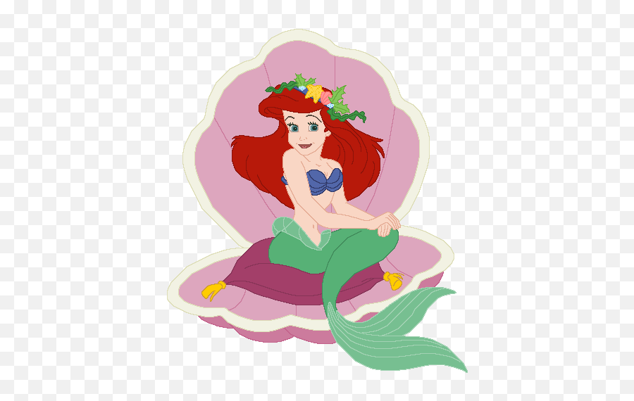 Animated Images - Mermaid In A Shell Cartoon Emoji,Little Mermaid Clipart