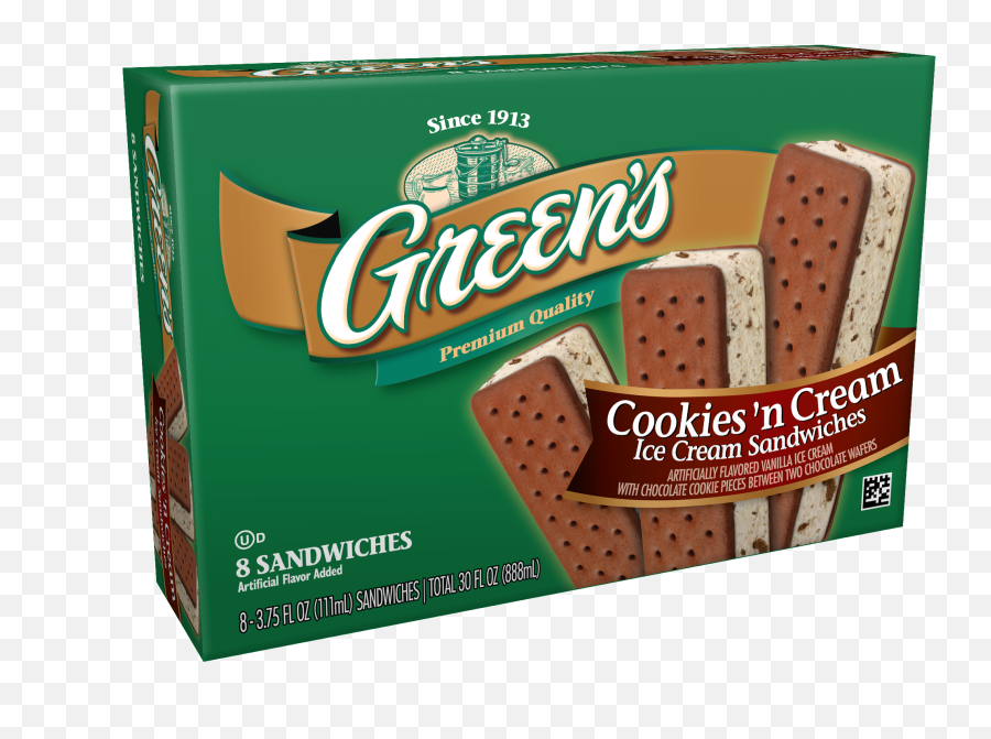 Greenu0027s Ice Cream Cookies U0027n Cream Ice Cream Sandwich - Ice Cream Sandwiches Emoji,Ice Cream Transparent