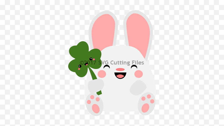 Kawaii Bunny With Shamrock - Shamrock 352x425 Png Shamrock Bunny Emoji,Shamrocks Png