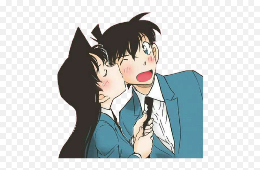 Nikishinran First Kiss - Ran Y Shinichi Beso Transparent Emoji,Beso Png