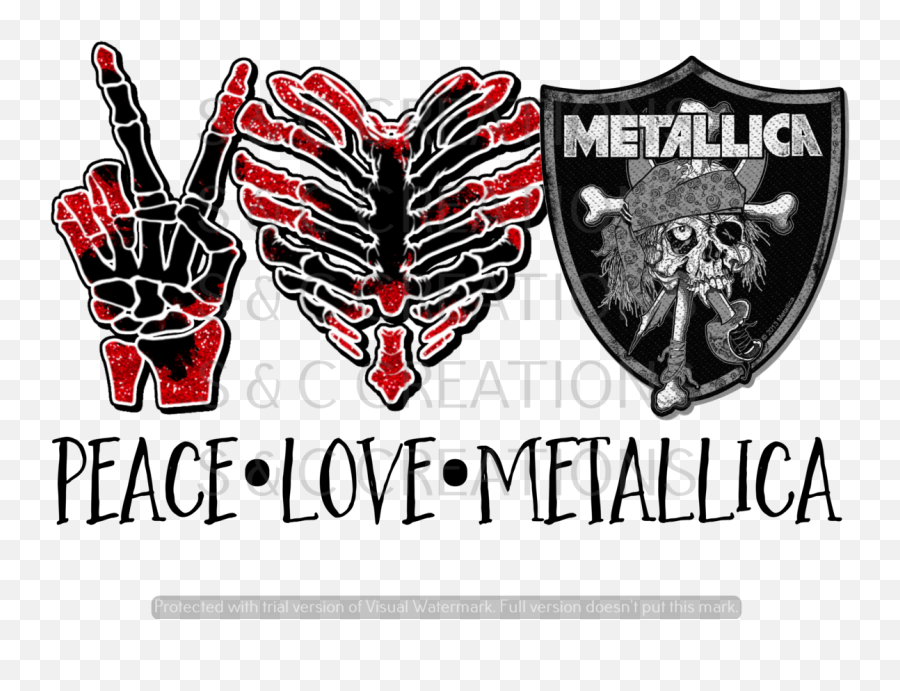 Peace Love Metallica Sublimation Print Emoji,Metallica Logo Font