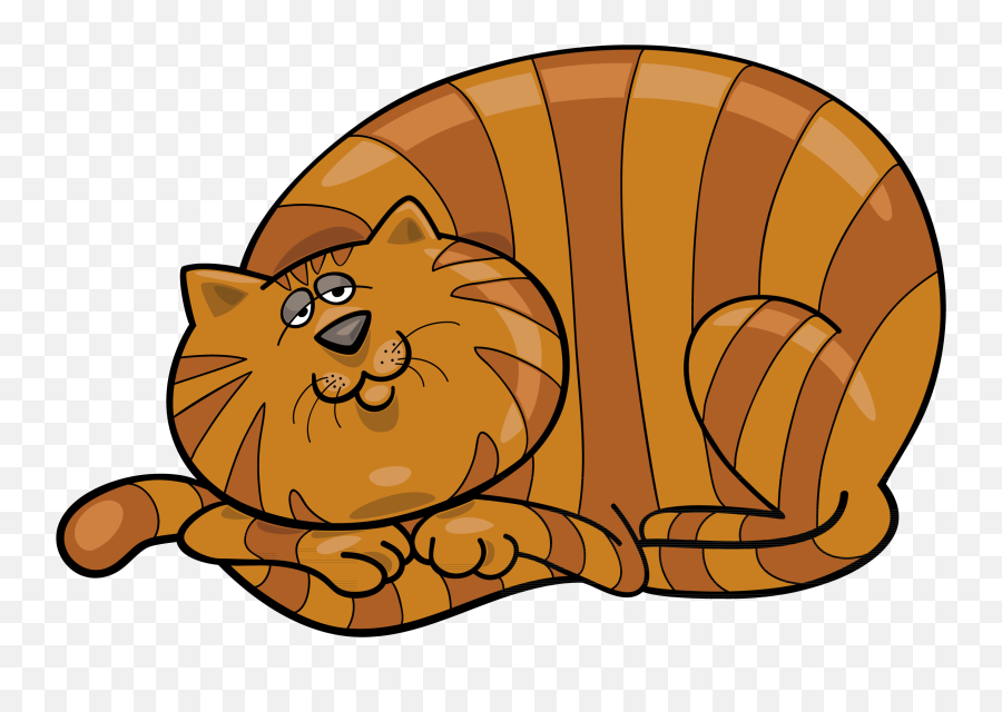 Download Fat Cat Clip Art - Tabby Orange Cartoon Cat Png Emoji,Orange Cat Png