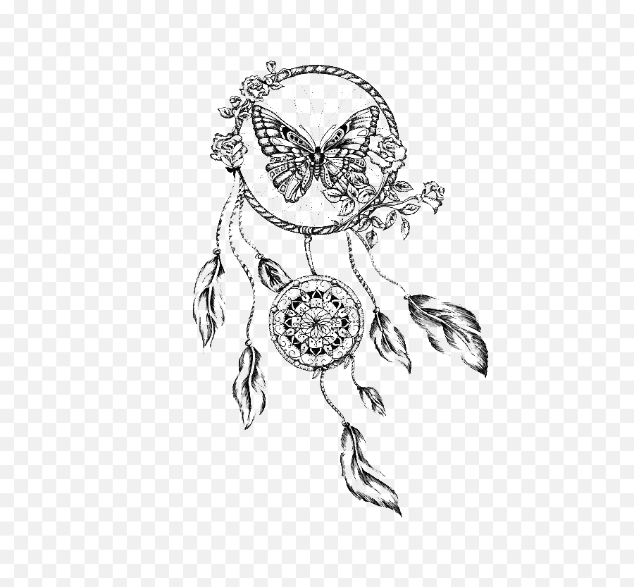 Download Butterfly Tattoo Drawing - Plantillas Atrapa Sueños Tatoo Emoji,Dream Catcher Clipart