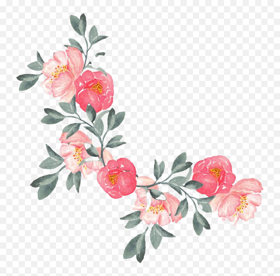 Corner Watercolor Flower Png Image Png All - Painted Flowers Png Emoji,Pink Flower Png