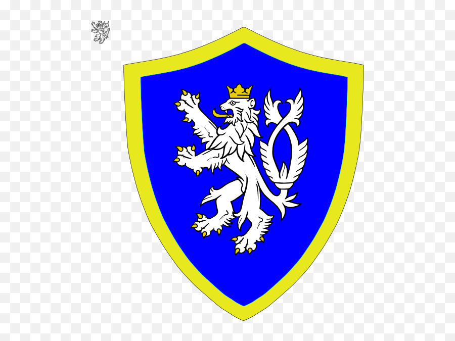Download Lion On Shield Clip Art At Clker - Lion Blue Yellow Czech Coat Of Arms Emoji,Lion Logos