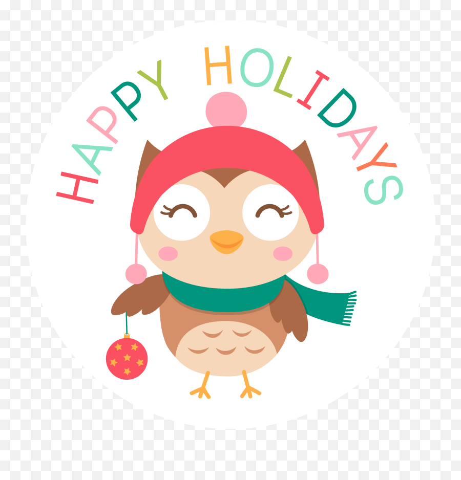 Happy Holidays Christmas Owl - Happy Holidays Owl Clipart Emoji,Holiday Clipart