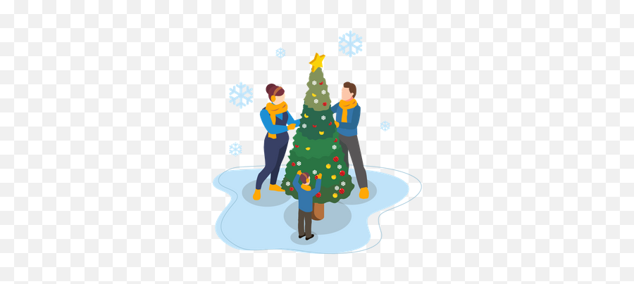Best Premium Family Decorating Christmas Tree Illustration Emoji,Christmas Tree Star Png