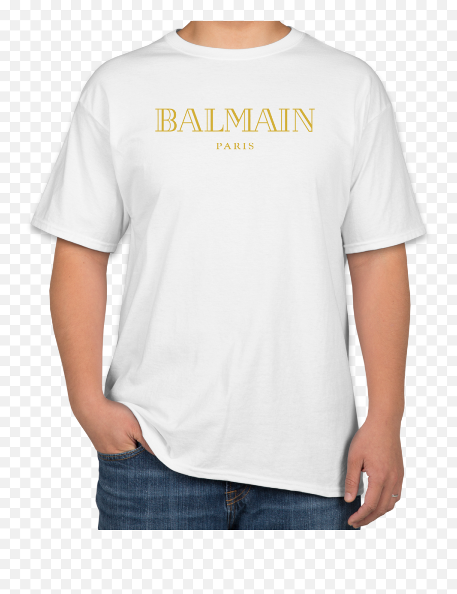 Balmain Paris - Balmain T Shirt Mens Gold Emoji,Balmain Logo