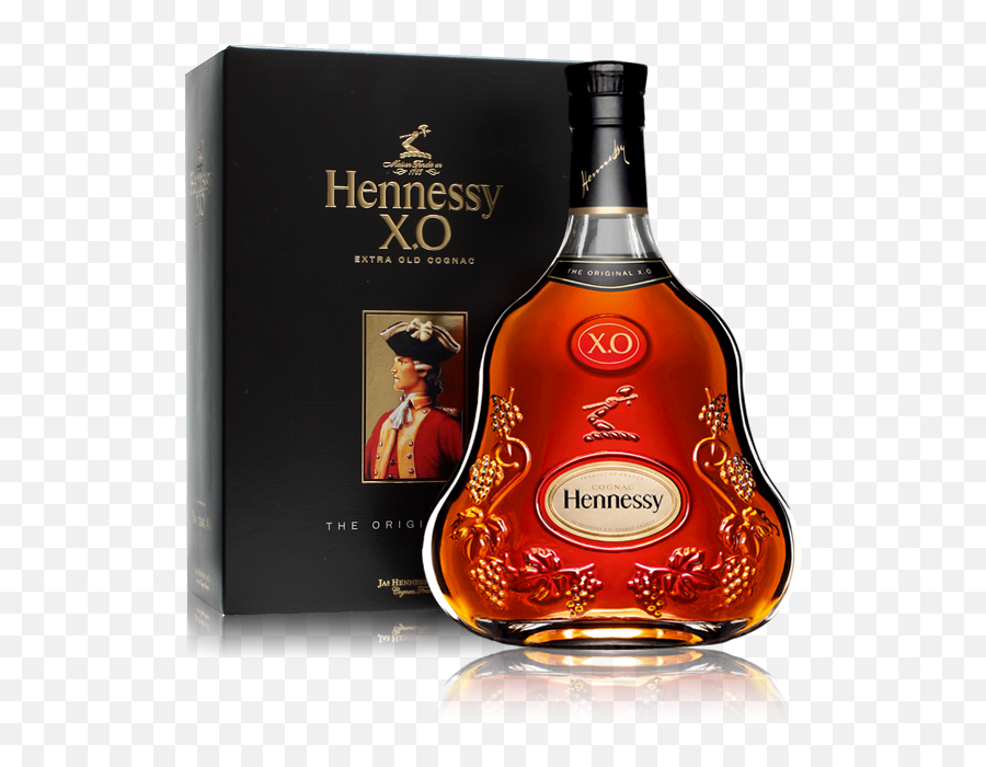 Download Hd Hennessy Xo Bottle With Gift Box - Hennessy Xo Hennessy Emoji,Hennessy Bottle Png