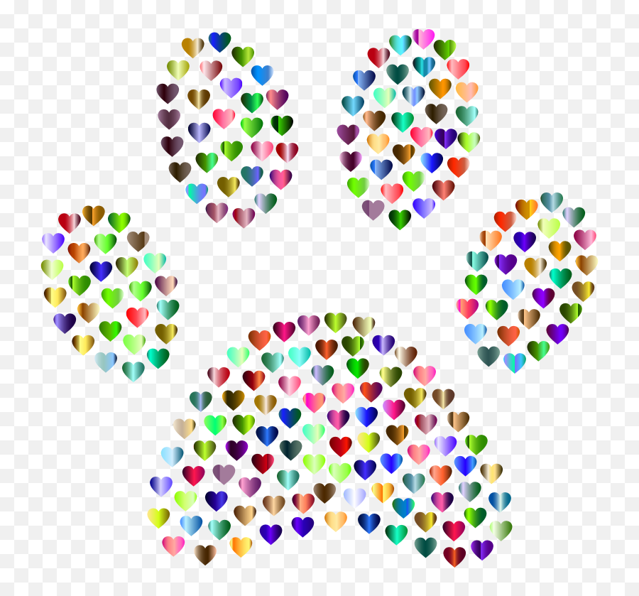 Paw Print Hearts Chromatic - Dog Paw Abstract Transparent Heart Paw Transparent Background Emoji,Dog Paw Clipart
