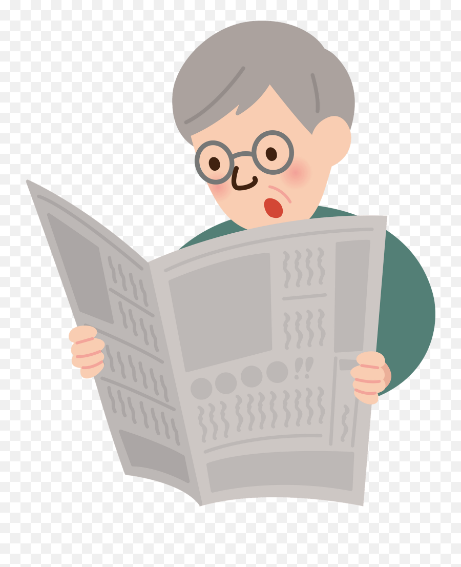 Henry Grandfather Is Reading The Newspaper Clipart Free - Grandfather Reading Newspaper Clipart Emoji,Grandpa Clipart