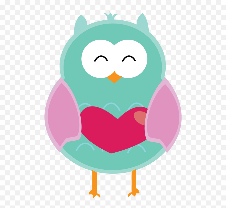 Pink Owl Heart Png Clipart - Clip Art Emoji,Royalty Free Clipart For Commercial Use