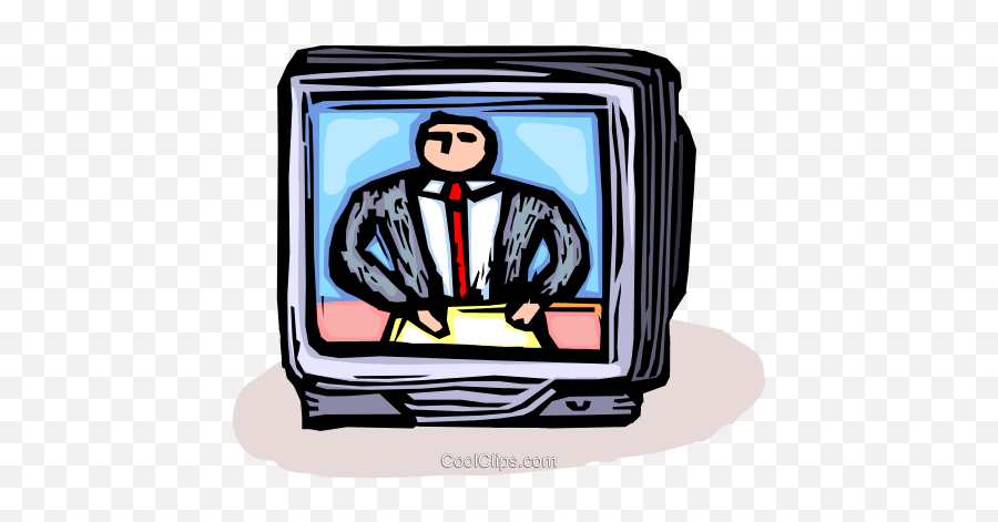 News Anchor On Television Royalty Free Vector Clip Art - Crt Television Emoji,Clipart Tvs