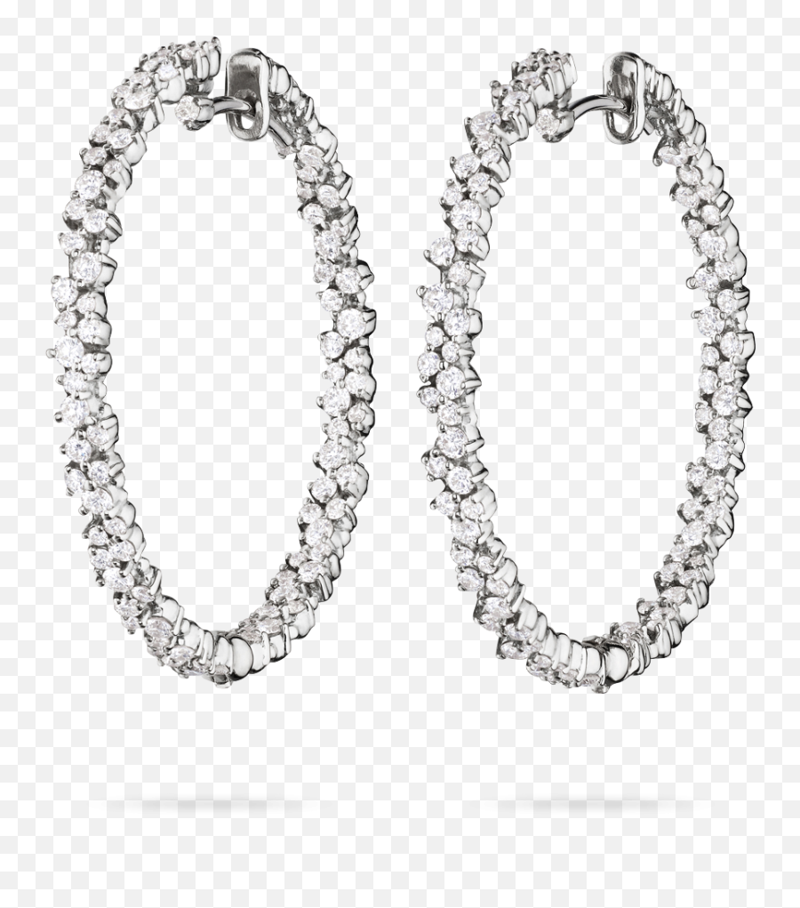 Confetti Hoop Earrings Medium In White Gold With Diamonds Emoji,White Diamond Png