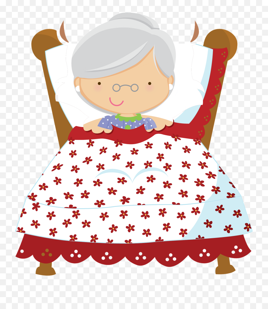 Grandma In The Bed Clipart - Granny Little Red Riding Hood Emoji,Bed Clipart