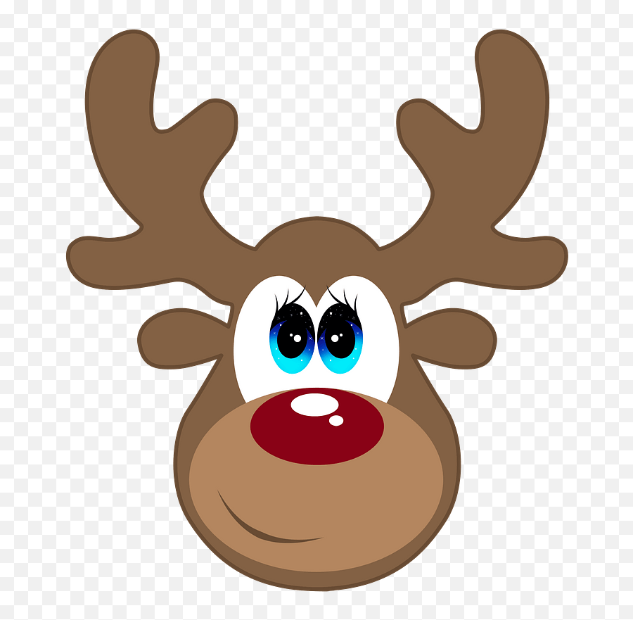 Cartoon Deer Face Clipart - Clip Art Reindeer Head Png Navidad Dibujos Renos Emoji,Deer Head Clipart