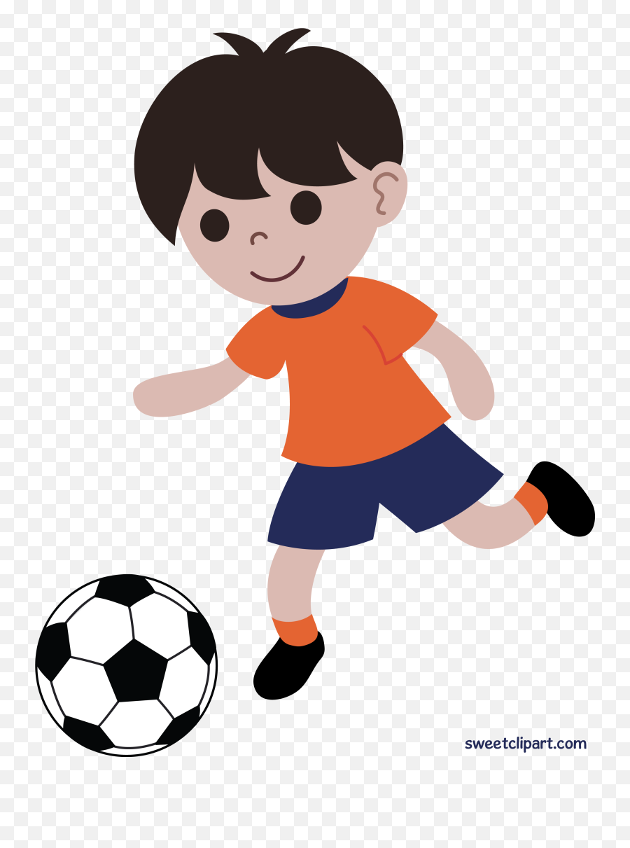 Transparent Boy Playing Football Clipart - Novocomtop Playing Soccer Clip Art Emoji,Soccer Player Clipart