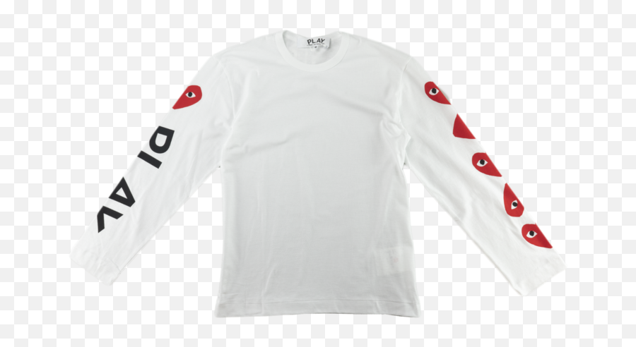 Comme Des Garçons Play Ls Logo T - Shirt 2 Whitered Full Sleeve Emoji,Cdg Logo