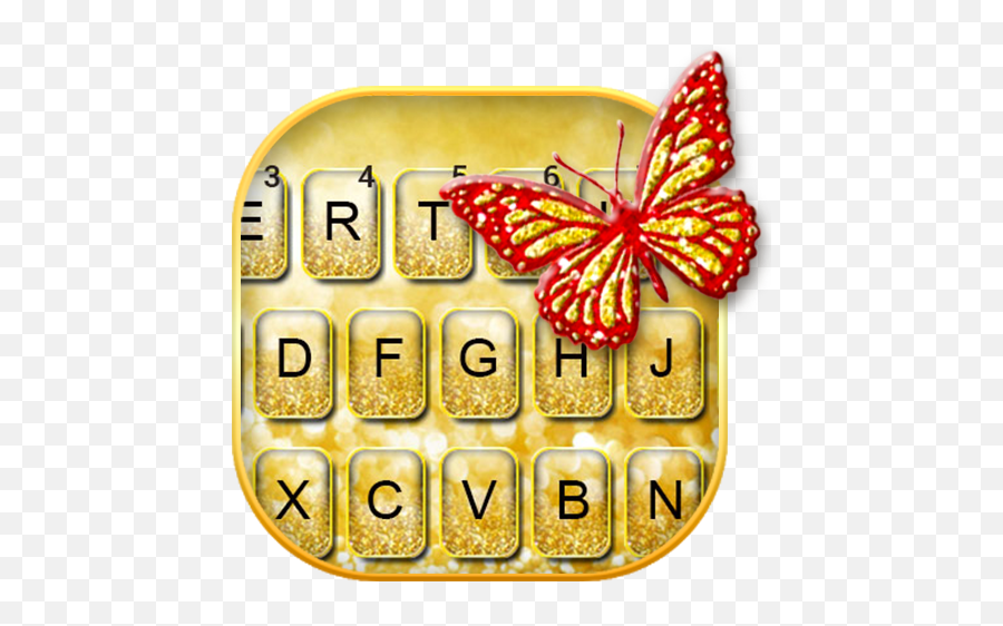 Download Gold Glitter Butterfly Keyboard Theme On Pc U0026 Mac - Girly Emoji,Gold Glitter Transparent Background