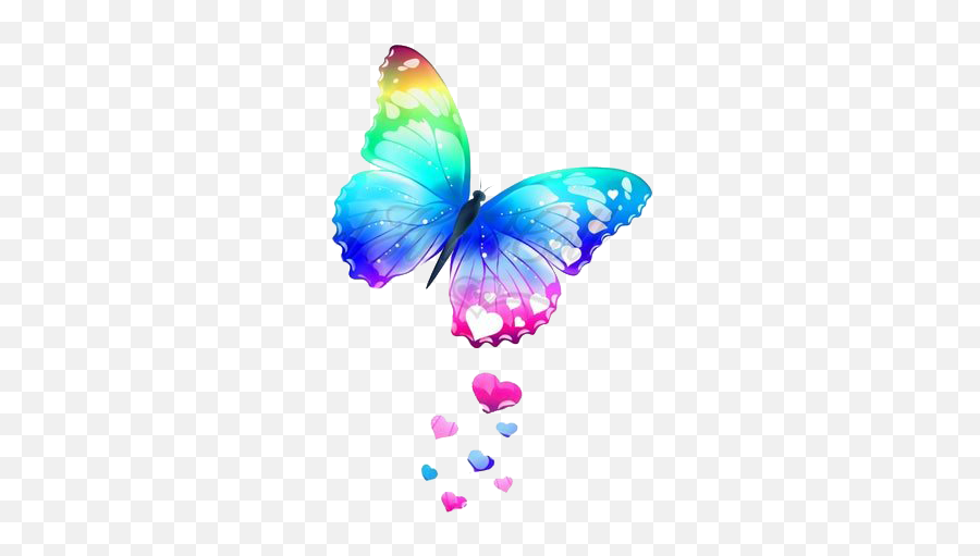Rainbow Butterfly Transparent - Rainbow Butterfly Emoji,Butterfly Transparent