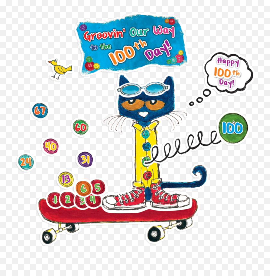 Tcr62384 Pete The Cat 100 Groovy Days Of School Bulletin Emoji,100th Day Clipart