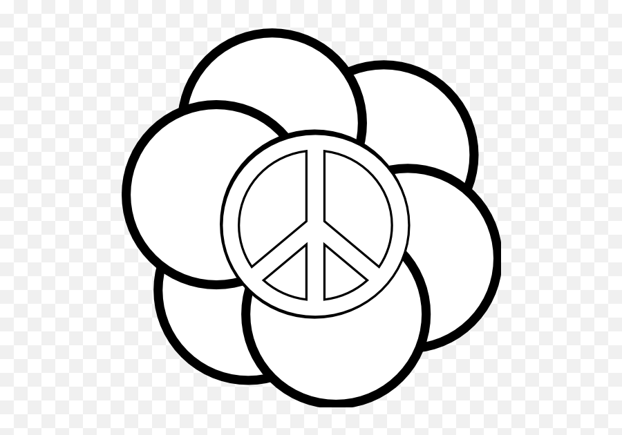 Peace Sign Clipart Black And White Black White Fl Peace Sign Emoji,Peace Symbol Clipart