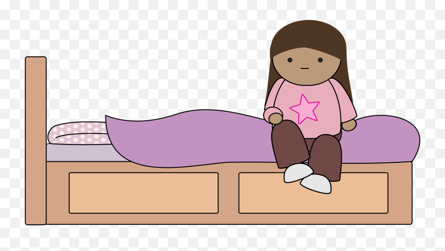 Girl Sitting On Bed Clipart - Girl On The Bed Clipart Emoji,Bed Clipart