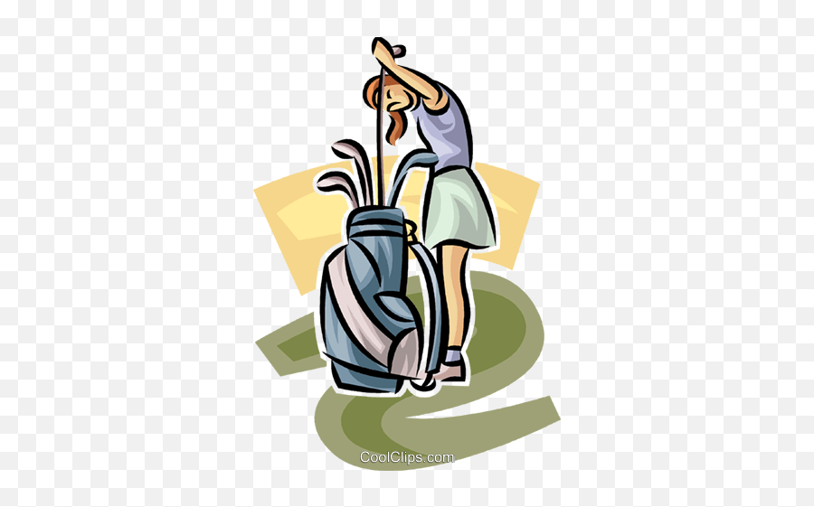 Female Golfer Selecting A Club Royalty Free Vector Clip Art - For Golf Emoji,Golf Club Clipart