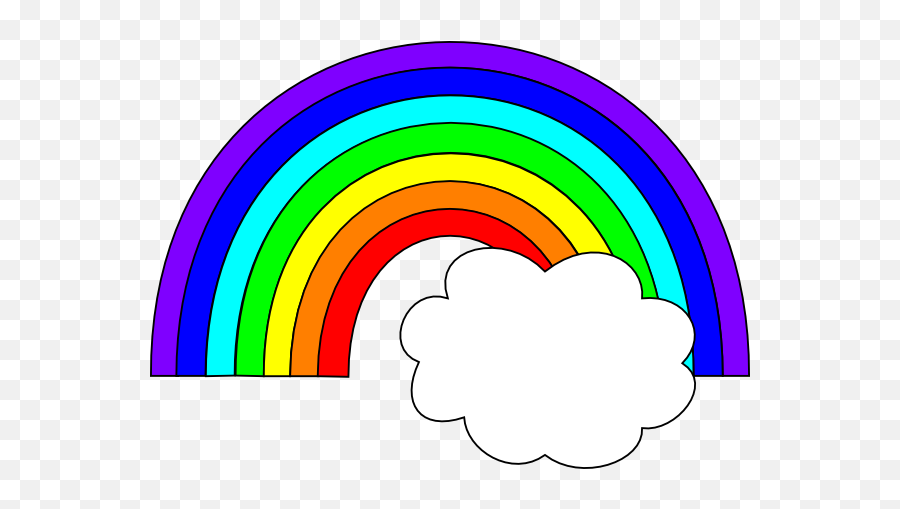 Cartoon Rainbow And Clouds - Free Clipart Rainbow Emoji,Free Rainbow Clipart