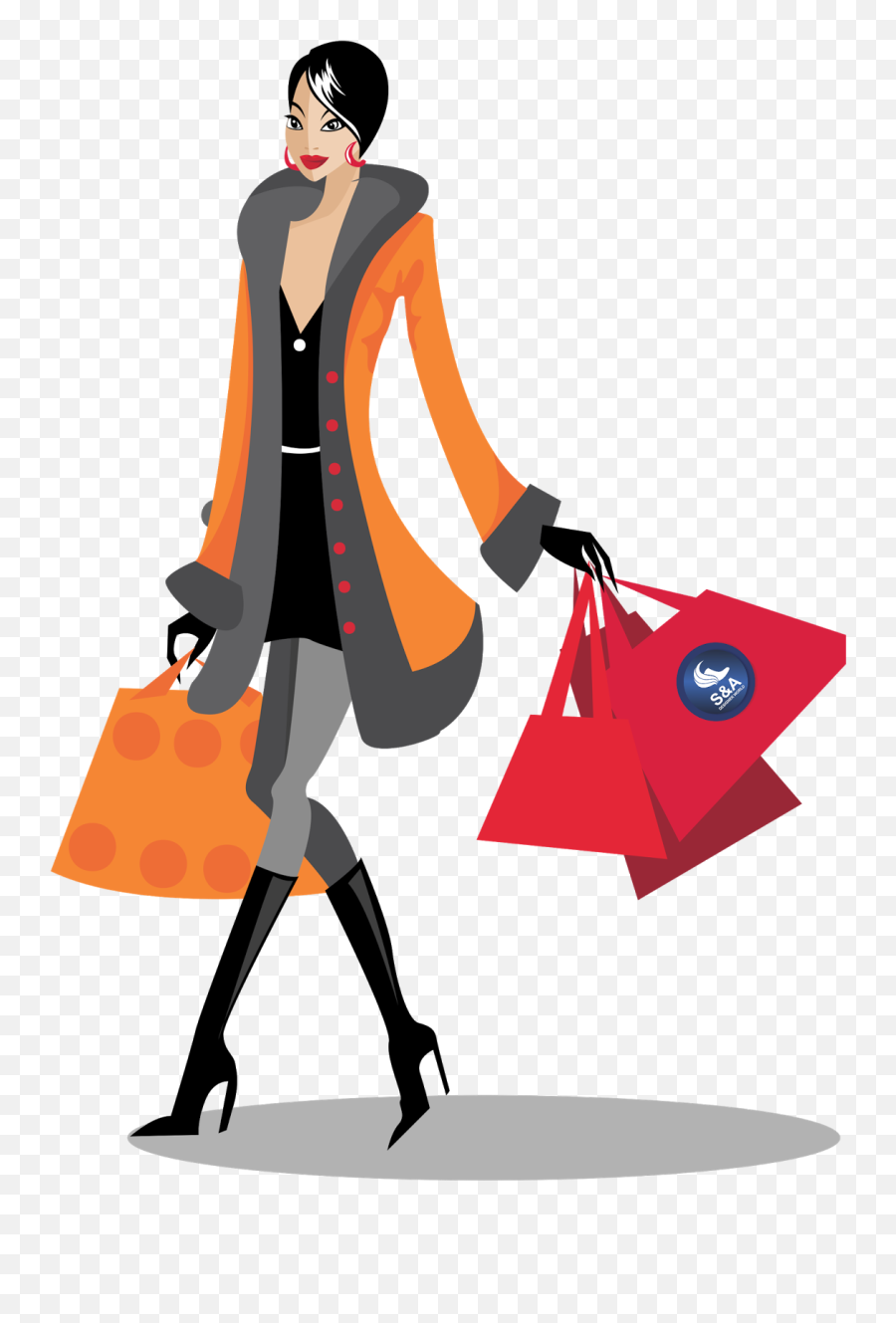 Woman Shopping Vector Png Clipart - Vector Shopping Girl Png Emoji,Shopping Clipart