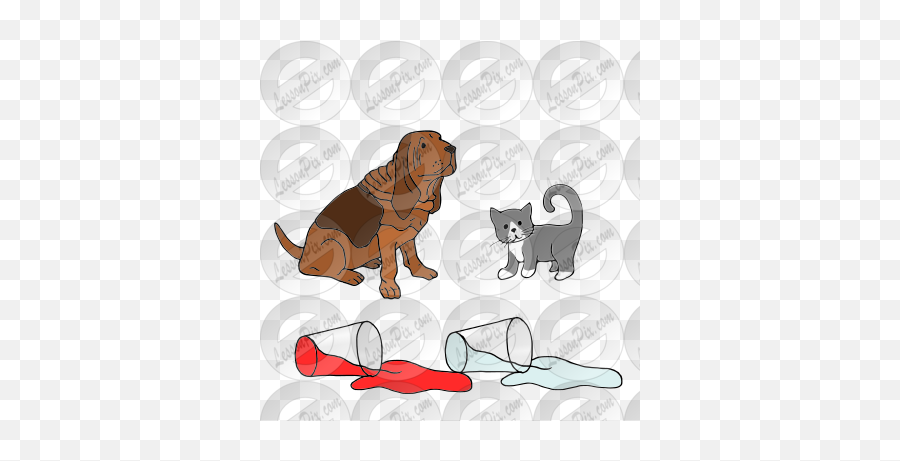 Cat And Dog Make A Mess Picture For Classroom Therapy Use Emoji,Basset Hound Clipart
