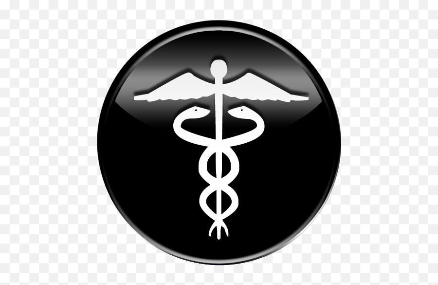 Medical Symbol Caduceus Black Button Emoji,Caduceus Clipart