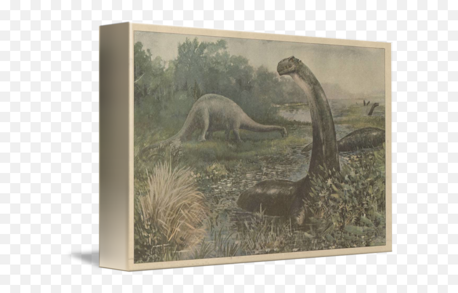 Vintage Illustration Of Brachiosaurus Dinosaurs By Vintage Emoji,Brachiosaurus Png