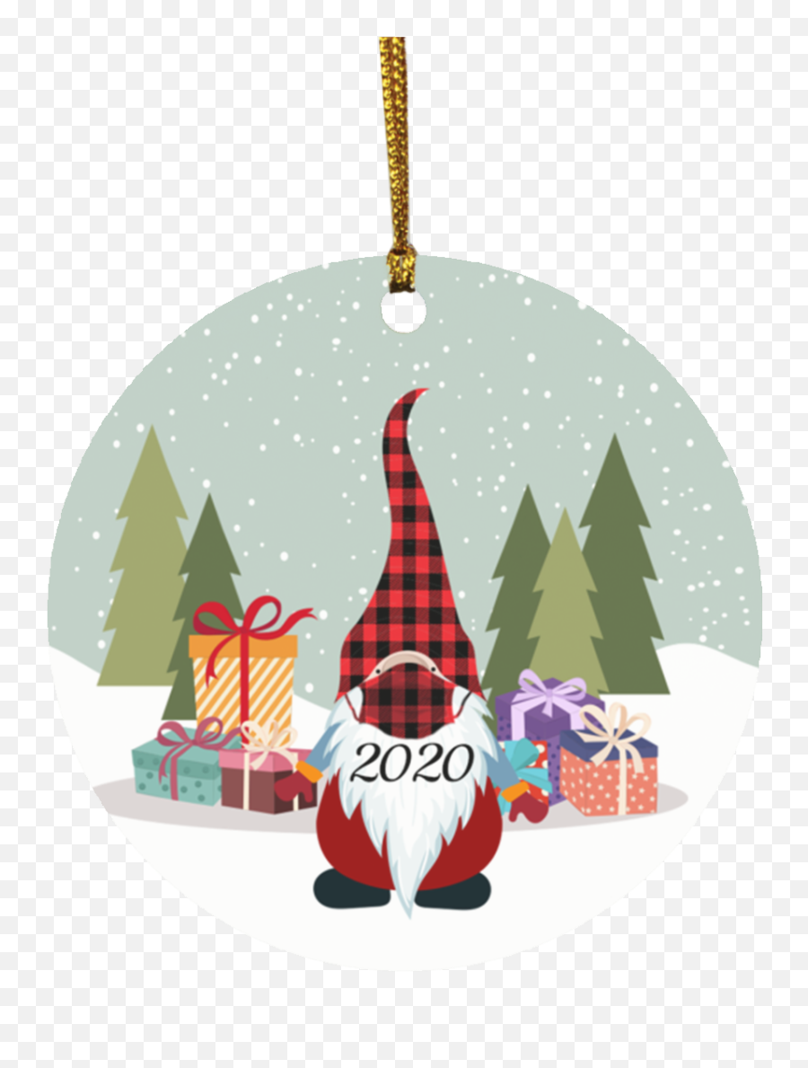 Quarantine Christmas Gnome 2020 Decorative Christmas Ornament - Holiday Flat Circle Ornament Christmas Elf Emoji,Gnome Meme Png