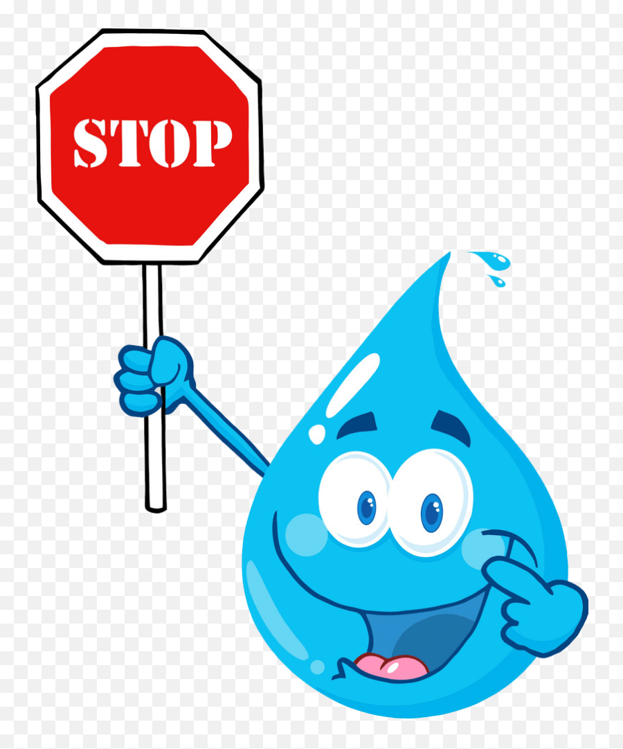 Water Drop Holding Stop Sign Clipart - Vector Water Drop Cartoon Emoji,Stop Sign Clipart