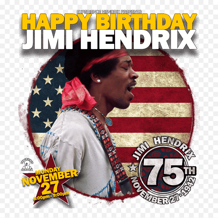 Happy 75th Birthday Jimi Hendrix Celebrate The Music And - Happy Birthday Jimi Hendrix Emoji,Jimi Hendrix Logo