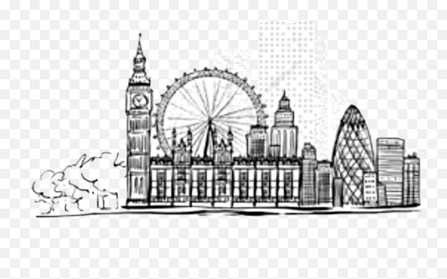Handdrawn London Bigben Sticker By Stephanie Emoji,Ferris Wheel Clipart Black And White