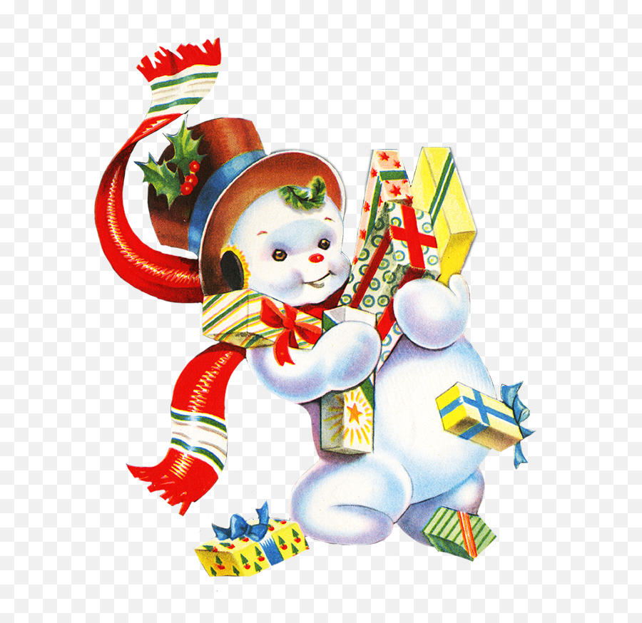Snowman Clipart - Vintage Free Snowman Clipart Transparent Vintage Christmas Snowman Png Emoji,Snowman Clipart
