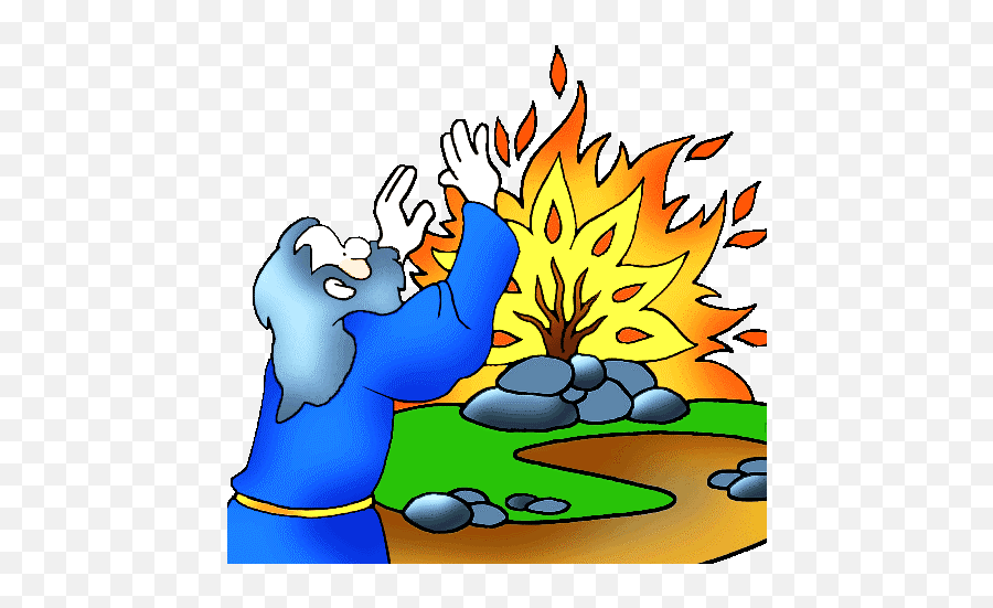 Burning Bush Clipart - Cartoon Moses And The Burning Bush For Kids Emoji,Bush Clipart