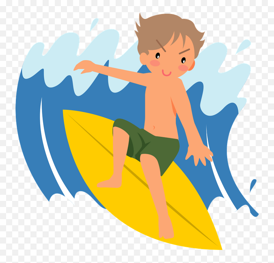 Surfer Surfing Clipart - Surfing Kids Clipart Png Emoji,Surfing Clipart