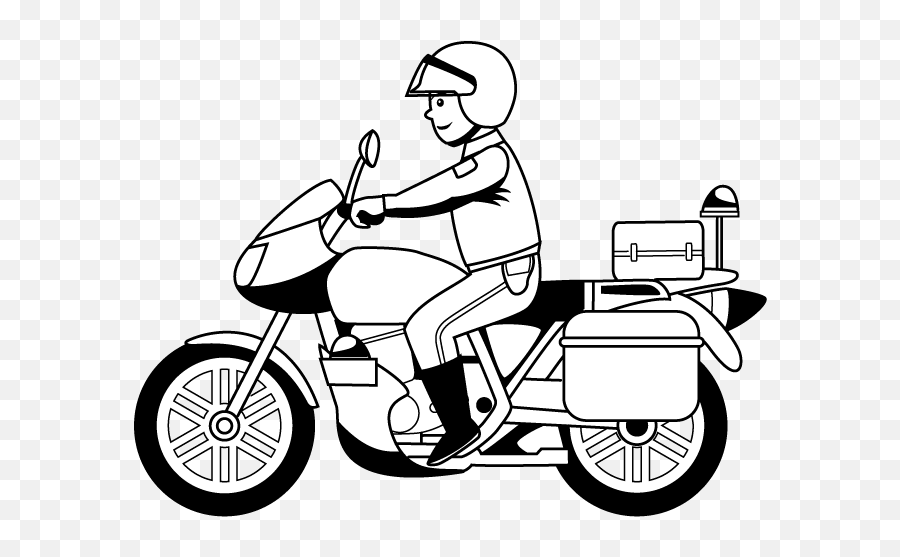 Motorcycle Black And White Police - Motorcycle Rider Clipart Black And White Emoji,Motorcycle Clipart