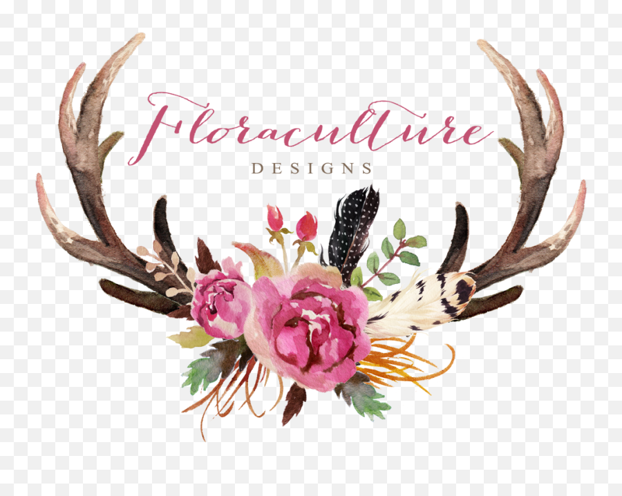 Download Deer Antler Flower Skull Clip - Transparent Floral Bull Skull Emoji,Deer Antlers Clipart